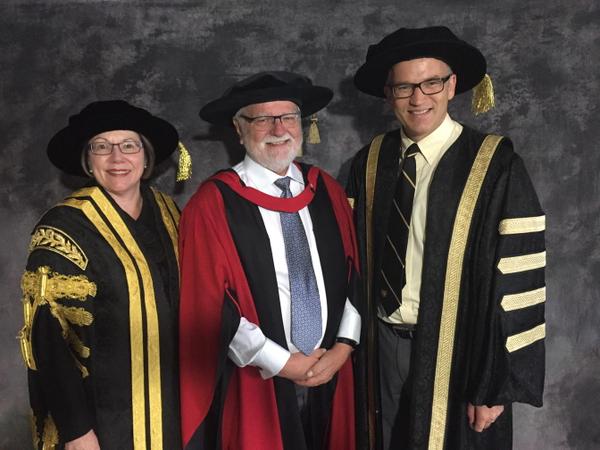 (L-R) Dalhousie Chancellor Anne McLellan, Dr. Kenneth Craig, and Dalhousie President Dr. Richard Florizone