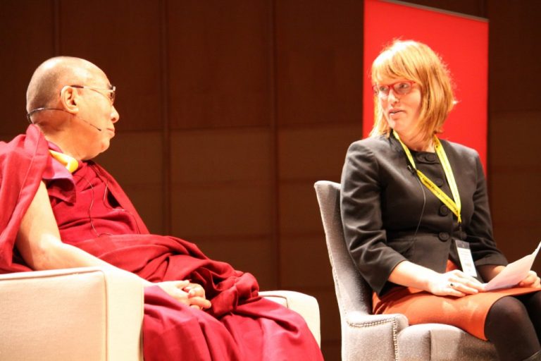 Kiley Hamlin shares her research on early moral cognition with the Dalai Lama