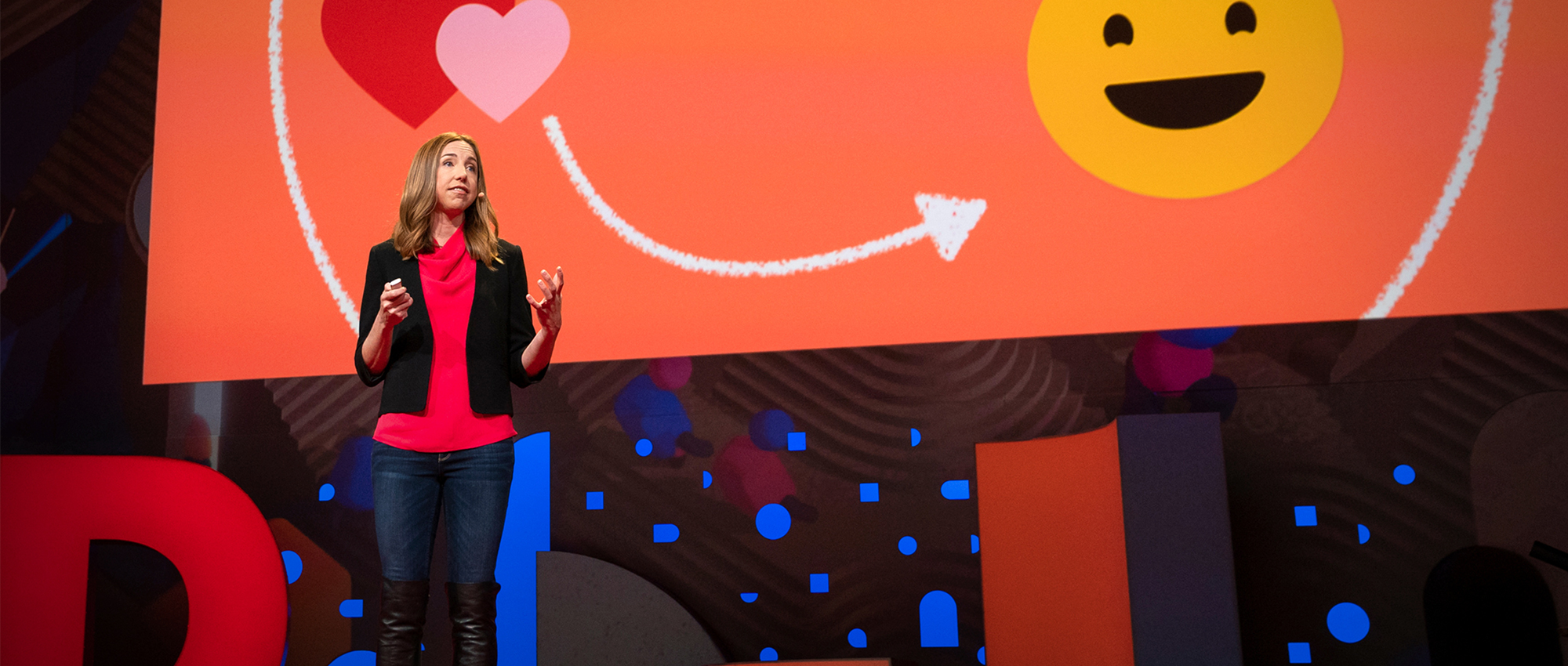 Elizabeth Dunn delivering her TED Talk in Vancouver on April 17, 2019. Photo: TED