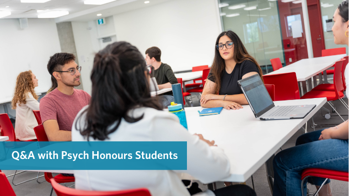 Image of psychology students meeting around a table.