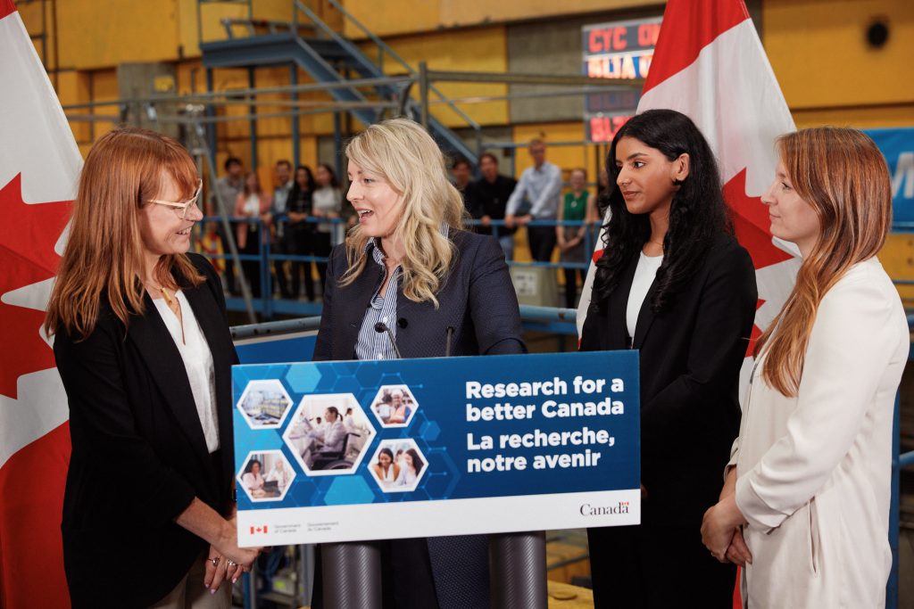 Dr. Kiley Hamlin (left) with Canada’s Minister of Innovation, Science and Industry, Mélanie Joly (second from left) and other funding recipients